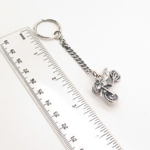 925 Sterling Silver Vintage Bike Cuban Chain Key Ring Accessories